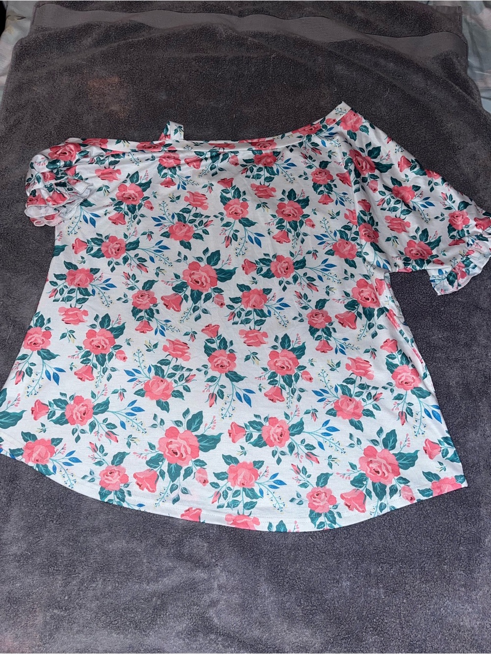 Floral One-Shoulder Women’s Top - Pink Rose Print